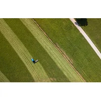 Mowing the grass from a bird's perspective